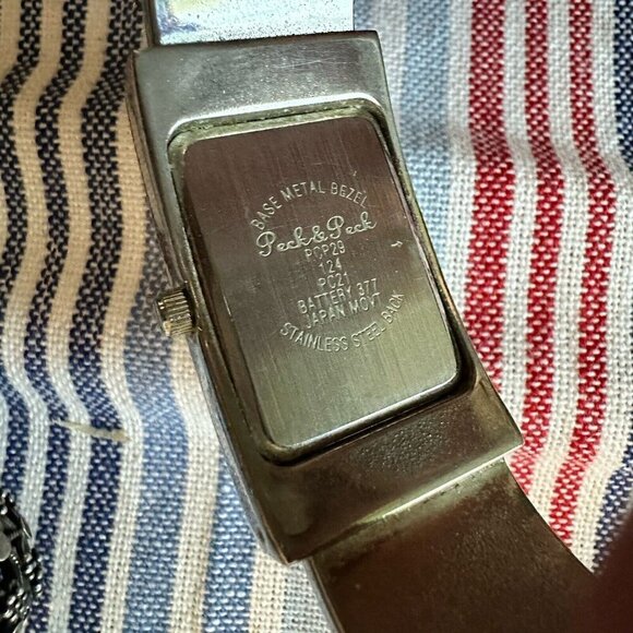 VTG Peck Peck Watch Cuff Bracelet‎ Natural Gemstone Cabochon Inlay Video 6.5 - Picture 9 of 9